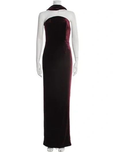 Pre-owned Roland Mouret Strapless Long Dress In Burgundy