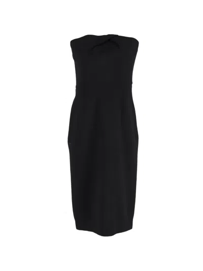 Pre-owned Roland Mouret Strapless Midi Dress In Black
