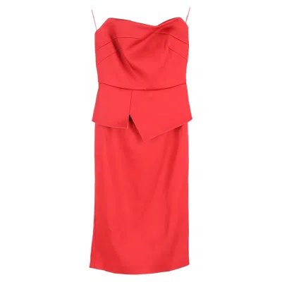 Roland Mouret Strapless Midi Dress In Red Viscose In Purple