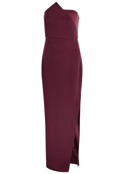 Roland Mouret Strapless Panelled Crepe Gown In Burgundy