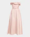 Roland Mouret Strapless Ruffle Drape Midi Dress In Pink