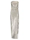 Roland Mouret Sequined Gathered Corset Gown In Silver