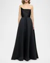 Roland Mouret Strapless Taffeta Gown In Black