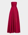 Roland Mouret Strapless Taffeta Maxi Dress With A Ball Skirt In Burgundy