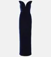 Roland Mouret Strapless Velvet Gown In Blue