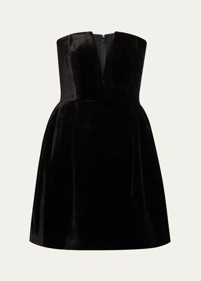 Roland Mouret Strapless Velvet Mini Dress In Black