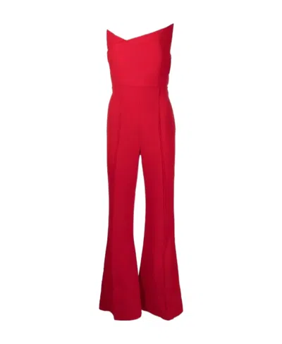 Roland Mouret Strapless Wool Jumpsuit In Red