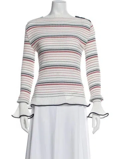 Pre-owned Roland Mouret Striped Crew Neck Top In White