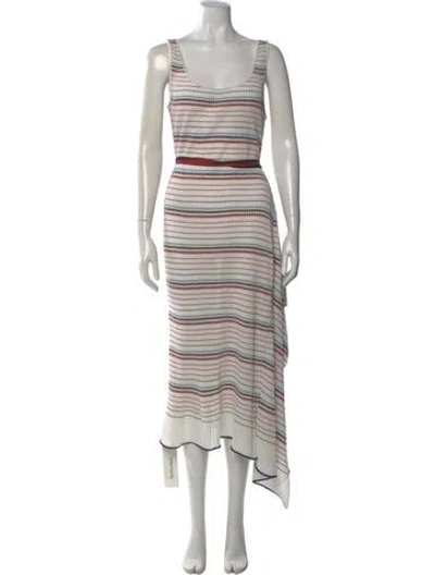 Pre-owned Roland Mouret Striped Long Dress In White
