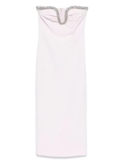 Roland Mouret Strapless Embellished Crepe Midi Dress In Light Pink