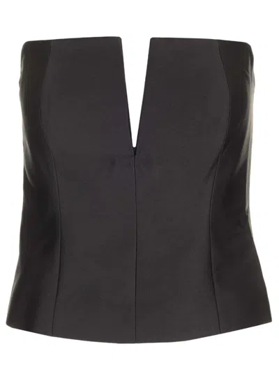 Roland Mouret Strapless Taffeta Top In Black