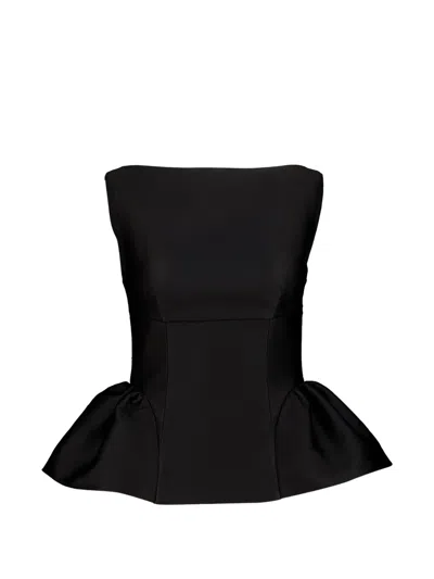 Roland Mouret Taffeta Gathered-hem Top In Black
