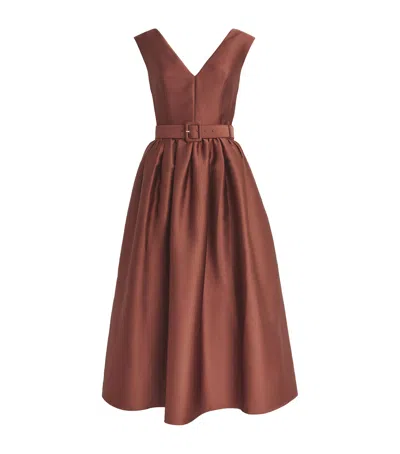 Roland Mouret Taffeta Midi Dress In Brown