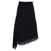 Roland Mouret Tarring Asymmetric Fringe Handkerchief Midi Skirt In Black Wool In Black