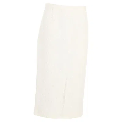Roland Mouret Textured Midi Pencil Skirt In White Viscose