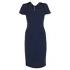 Roland Mouret The Biltmore Dress In Navy Blue Wool In Blue