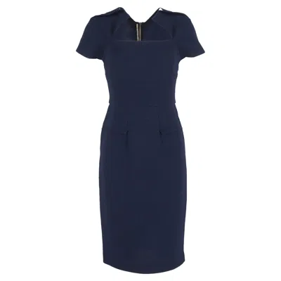 Roland Mouret The Biltmore Dress In Navy Blue Wool
