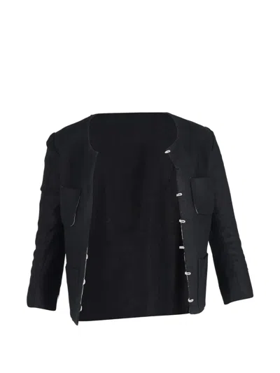 Pre-owned Roland Mouret Three-quarter Sleeve Patch-pocket Jacket In Black