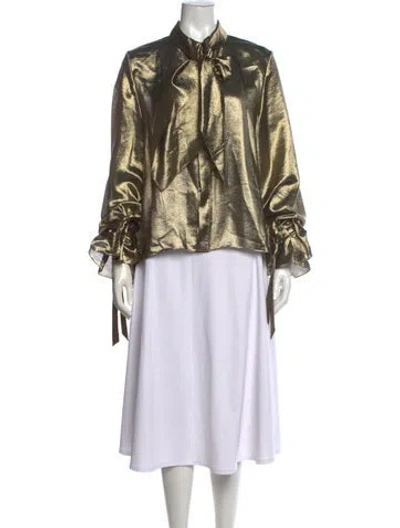 Pre-owned Roland Mouret Tie Neck Long Sleeve Blouse In Multicolor