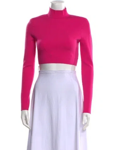 Pre-owned Roland Mouret Turtleneck Long Sleeve Crop Top In Pink