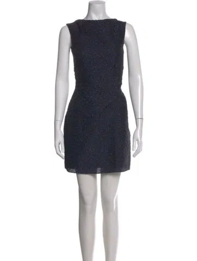 Pre-owned Roland Mouret Tweed Pattern Mini Dress In Blue