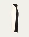 Roland Mouret Two-tone Strapless Crepe Column Gown In Monochrome