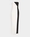 Roland Mouret Two-tone Strapless Crepe Column Gown In Monochrome