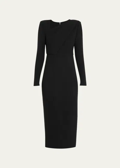 Roland Mouret Woman Midi Dress Steel Grey Size 12 Wool In Black