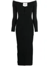Roland Mouret Off-shoulder Cut-out Knit Midi Dress In Black