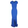 Roland Mouret Valey Maxi V-neck Gown Dress In Blue Viscose In Blue