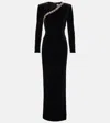 Roland Mouret Embellished Velvet Gown In Black