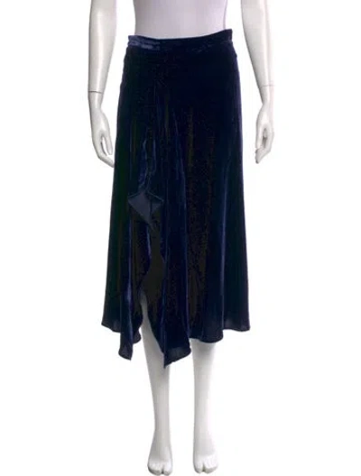 Pre-owned Roland Mouret Velvet Midi Length Skirt In Blue