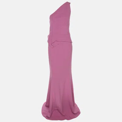 Pre-owned Roland Mouret Violet Stretch Crepe One Shoulder Long Dress M In Purple