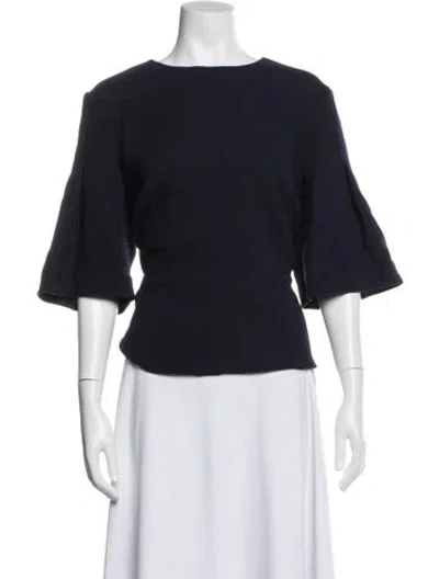 Pre-owned Roland Mouret Virgin Wool Crew Neck Top In Blue