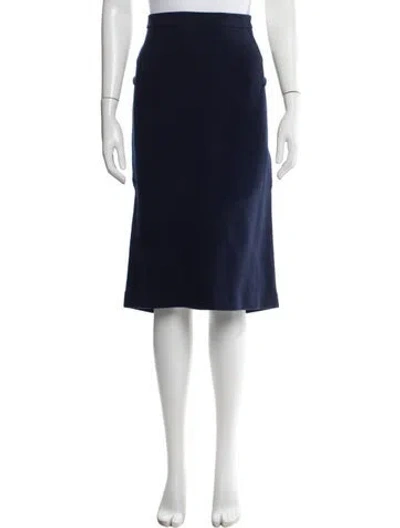 Pre-owned Roland Mouret Virgin Wool Midi Length Skirt In Blue