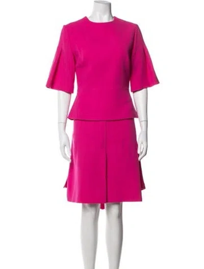Pre-owned Roland Mouret Virgin Wool Skirt Set In Pink