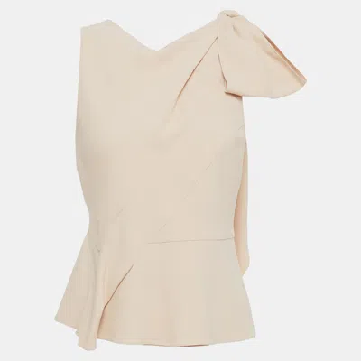 Pre-owned Roland Mouret Viscose Sleeveless Top 10 In Beige