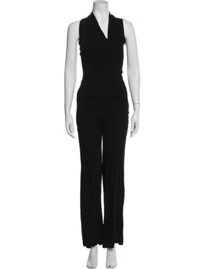 Pre-owned Roland Mouret V-neck Jumpsuit In Black