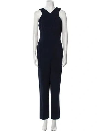 Pre-owned Roland Mouret V-neck Jumpsuit In Black
