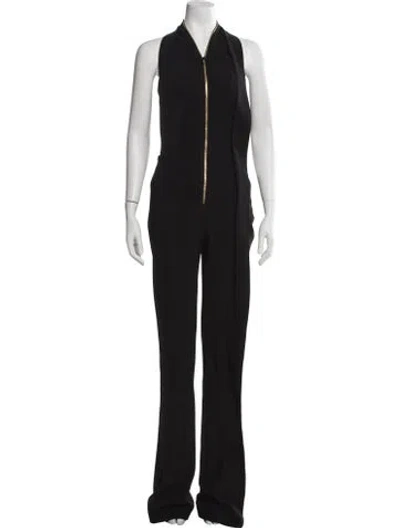 Pre-owned Roland Mouret V-neck Jumpsuit In Black