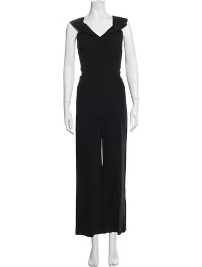 Pre-owned Roland Mouret V-neck Jumpsuit In Black