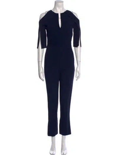 Pre-owned Roland Mouret V-neck Jumpsuit In Blue