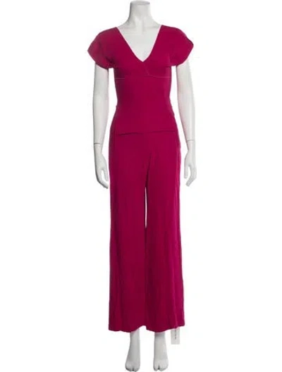 Pre-owned Roland Mouret V-neck Jumpsuit In Red