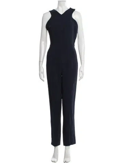 Pre-owned Roland Mouret V-neck Jumpsuit W/ Tags In Blue