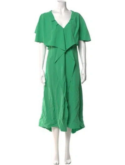 Pre-owned Roland Mouret V-neck Long Dress In Green