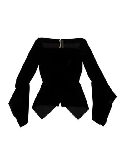 Pre-owned Roland Mouret V-neck Long Sleeve Top In Black