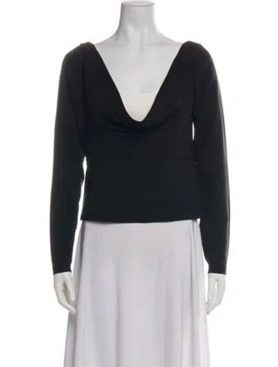 Pre-owned Roland Mouret V-neck Long Sleeve Top In Green