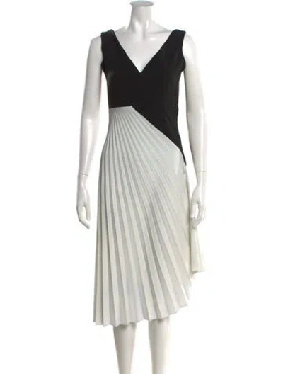 Pre-owned Roland Mouret V-neck Midi Length Dress In Black