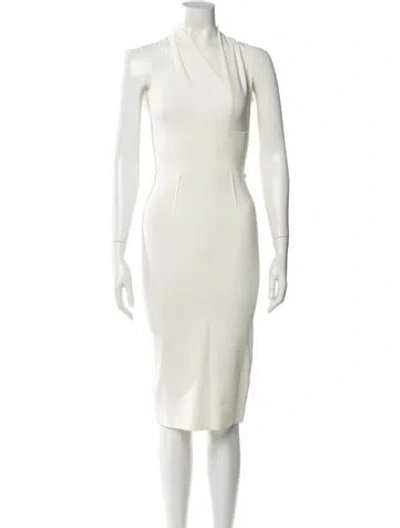 Pre-owned Roland Mouret V-neck Midi Length Dress In Multi