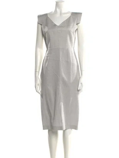 Pre-owned Roland Mouret V-neck Midi Length Dress In White